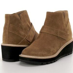 Eileen Fisher Cargo Shoes Savana Suede Women’s 6.5 Wedge Heel Ankle Bootie $200